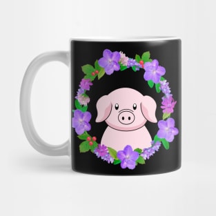 Cute Pig With Flower Wreath Mug